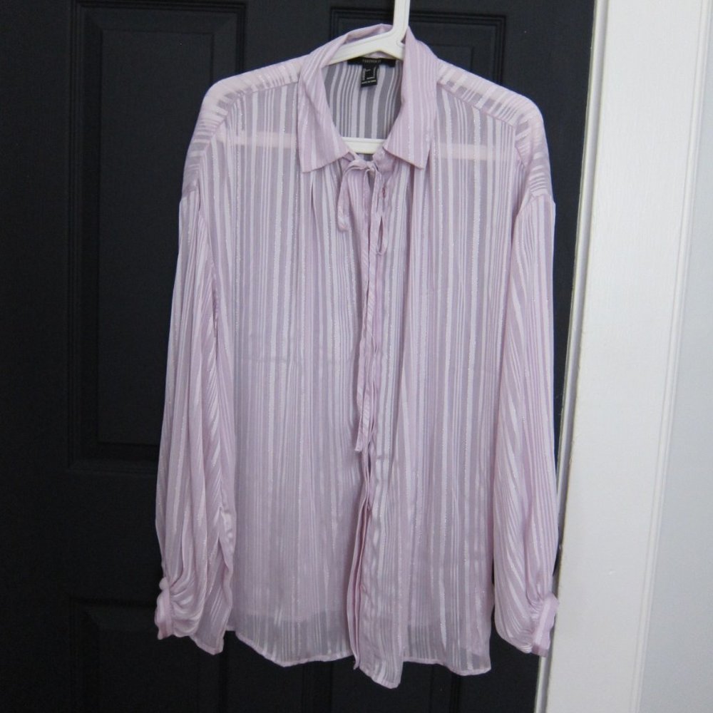 Forever 21 Lavendar Pink 90's Oversized Bow Shirt S New